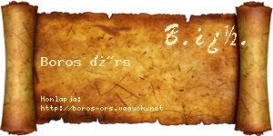 Boros Örs névjegykártya